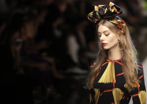 A model wears a creation for Dolce & Gabbana