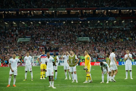 England players look around the stadium as their World Cup hopes end.