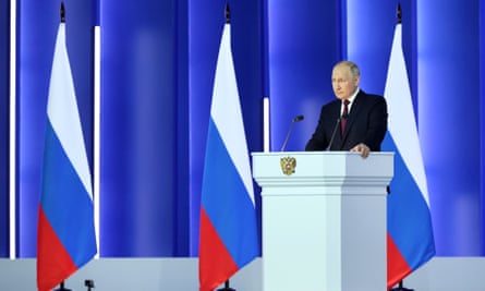 Putin speaks in Moscow on Tuesday.