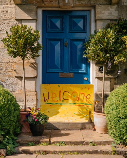 A welcome sign at the front door of Steve and Jenny Rees.