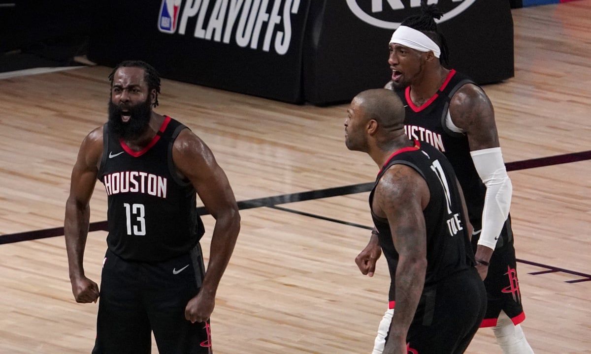 Rockets Pop Thunder S Bubble On James Harden S Blocked Shot In Game 7 Thriller Nba The Guardian