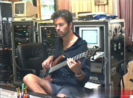 George Michael in the studio in a scene from Trojan Souls