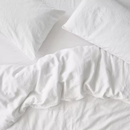Piglet in Bed Plain Linen Bedding, White, Double
