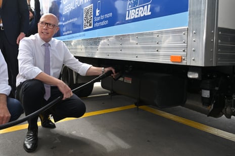 The opposition leader was keen to spruik the Liberal’s fuel excise policy.