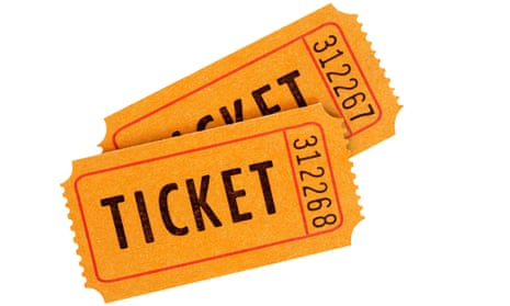 Two numbered orange admission tickets.