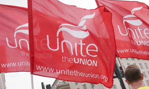 Three red flags reading 'Unite the Union'