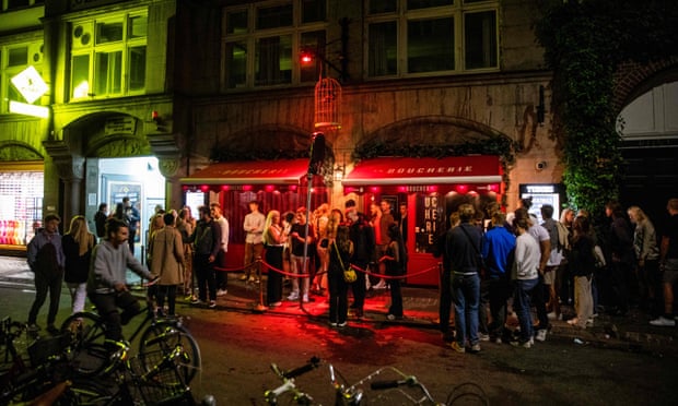 People outside a nightclub in Copenhagen on 2 September 2021