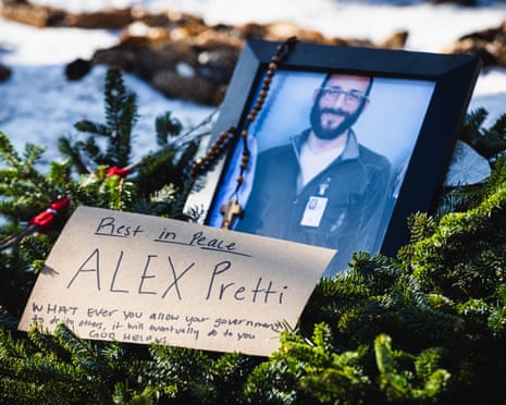 A memorial at the site of the of killing of Alex Pretti in Minneapolis