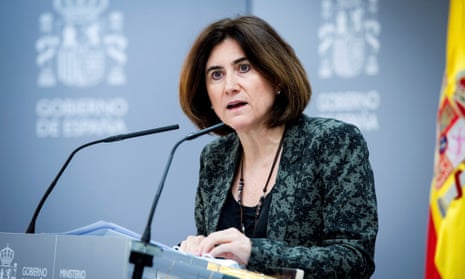 The deputy head of the Spanish Health Ministry’s Coordination Center for Health Warnings and Emergencies (CCAES), Maria Jose Sierra, speaks during a press conference to inform about the evolution of the ongoing coronavirus pandemic in the Mediterranean country, in Madrid, Spain, on Thursday.