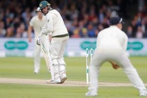 Australia's Usman Havajja watches as he is captured by Englishman Johnny Burstow.