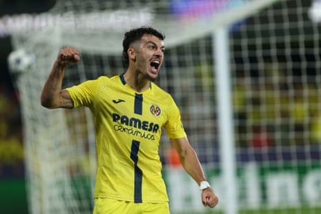 Villarreal's Georges Mikautadze celebrates after scoring his side's opening goal against Juventus.