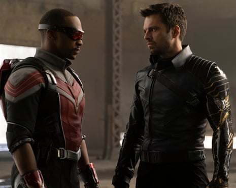 THE FALCON AND THE WINTER SOLDIER<br>(L-R): Falcon/Sam Wilson (Anthony Mackie) and Winter Soldier/Bucky Barnes (Sebastian Stan) in Marvel Studios’ THE FALCON AND THE WINTER SOLDIER exclusively on Disney+. Photo by Chuck Zlotnick. ©Marvel Studios 2020. All Rights Reserved.