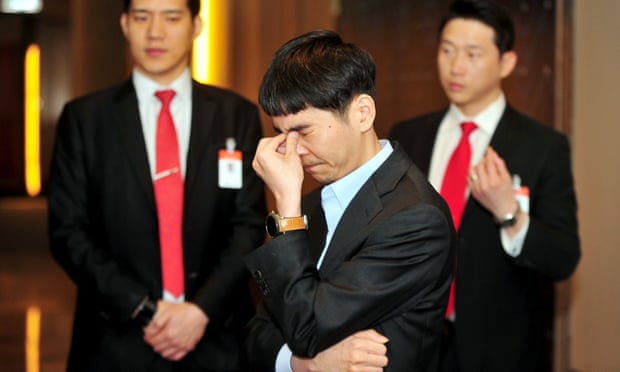 The world’s top human Go player Lee Sedol reacts before the fourth match of the Google DeepMind Challenge Match against Google’s artificial intelligence program AlphaGo in Seoul, South Korea. Out of five matches, Lee lost 4-1.