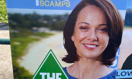 Unauthorised campaign sign picturing Dr Sophie Scamps