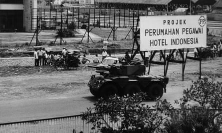 Indonesian troops in Jakarta following the attempted 1965 coup.