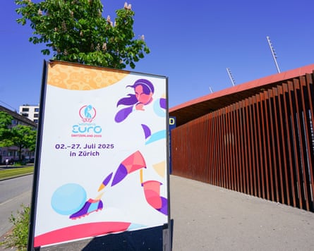 Stadion Letzigrund with an advertisement for Euro 2025