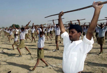RSS exercising with their trademark sticks.