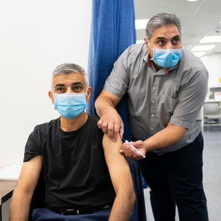 London mayor, Sadiq Khan, receives his Covid-19 booster jab 