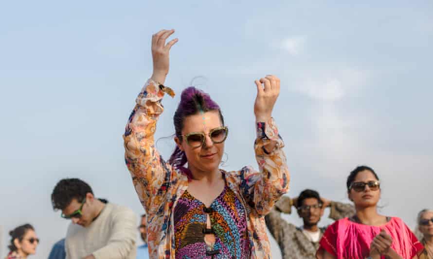 Festivalgoers dance as Indian act Delhi Sultanate perform at the Magnetic Fields festival in Rajasthan.
