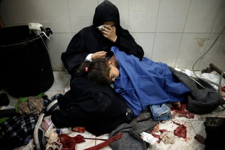 A mother and daughter at Nasser hospital in Khan Younis