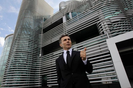 Ivanishvili speaking outside a steel-lined fortress
