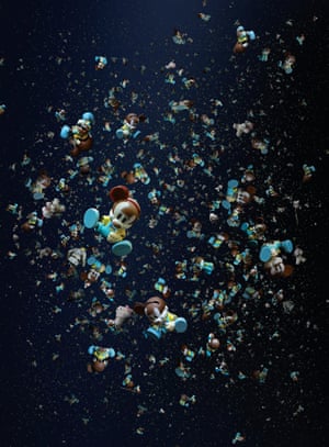 Shoal: a trawl of plastic debris from the North Pacific Ocean, including children’s toys recovered from the tsunami shoreline; Mickey Mouse, Shrek and Hello Kitty.