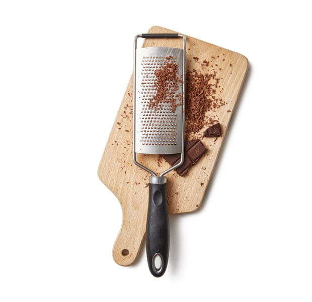 Felicity Cloake’s caponata: grating chocolate.