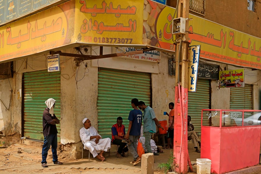A shuttered pharmacy in Khartoum, Sudan, where shortages of medicines are widespread.