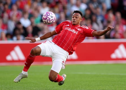 Nottingham Forest’s Dan Ndoye controls the ball during a pre-season friendly.