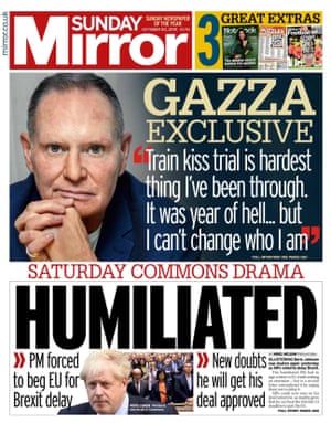 Sunday mirror front page 20.10.19