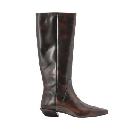 John Lewis Taylor Leather Chisel Toe Knee High western Boots, Chestnut white