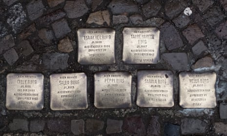 A set of Stolpersteine in Berlin commemorating one family.