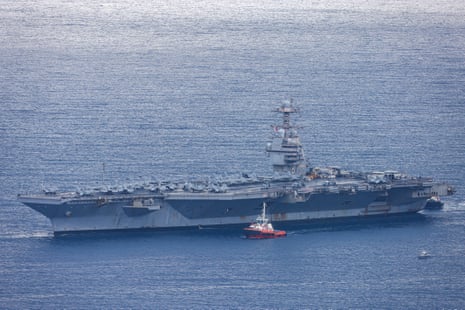 The world’s largest aircraft carrier, the USS Gerald R Ford, arrived at Souda Bay naval base on the Greek island of Crete on 23 March 2026.