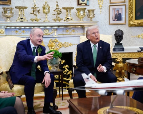 Donald Trump and Micheál Martin in the Oval Office of the White House.