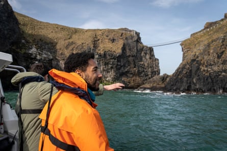 Divers near the Carrick-a-Rede rope bridge, County Antrim.