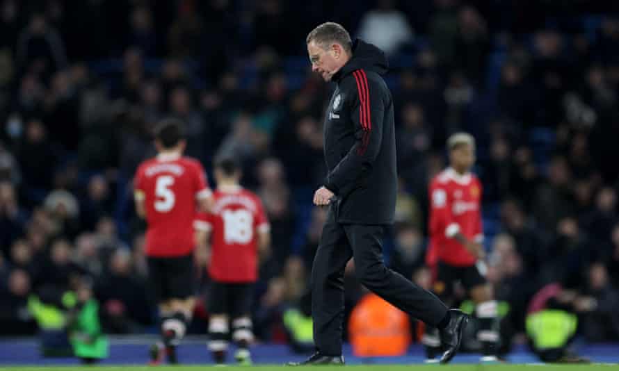 Ralf Rangnick trudges off the field at the final whistle