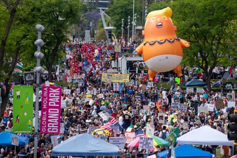 Demonstrators in Los Angeles, California.