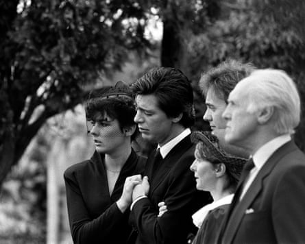 Jeremy Bamber and girlfriend Julie Mugford (left) at the funeral of his family in 1985.
