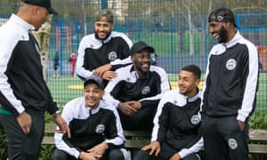 Left to right: Montserrat’s Adrian Clifton, Dean Mason, James Comley, Sol Henry, Brandon Comley and Bradley Woods-Garness, pictured in north London.