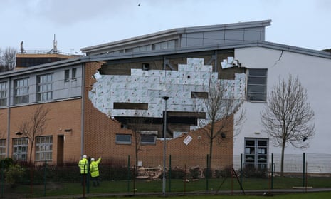 Collapsed wall at Oxgangs primary school in Edinburgh