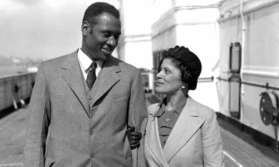 Paul Robeson and his wife on board ship