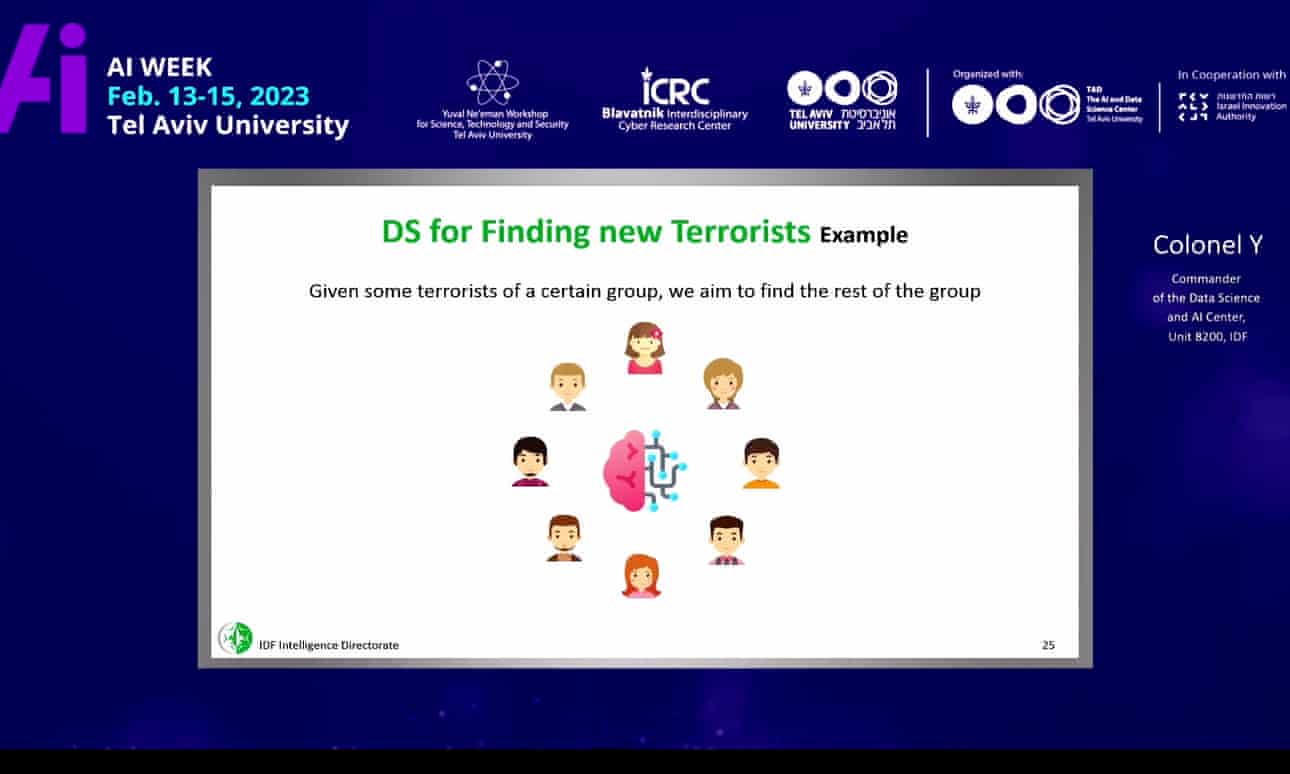 Coronel IDF discute 'polvo mágico de ciencias de datos' para localizar terroristas.
