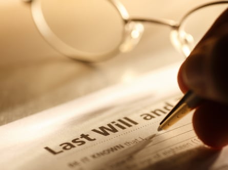 Someone signing their last will and testament