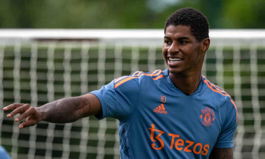 Marcus Rashford at Manchester United training on Thursday.
