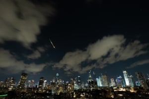 A projectile streaks over the Tel Aviv night skyline A projectile streaks over the Tel Aviv night skyline