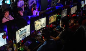 Participants play video games at the 2018 DreamHack video gaming festival in Leipzig in January.