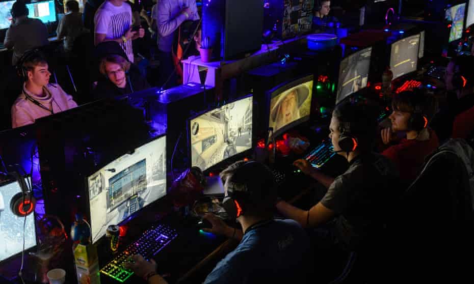 Participants play video games at the 2018 DreamHack video gaming festival in Leipzig in January.