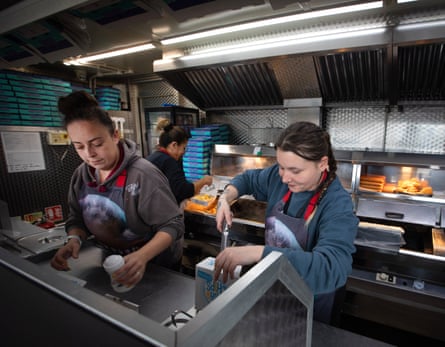 Bethany Taylor serving up fish and chips