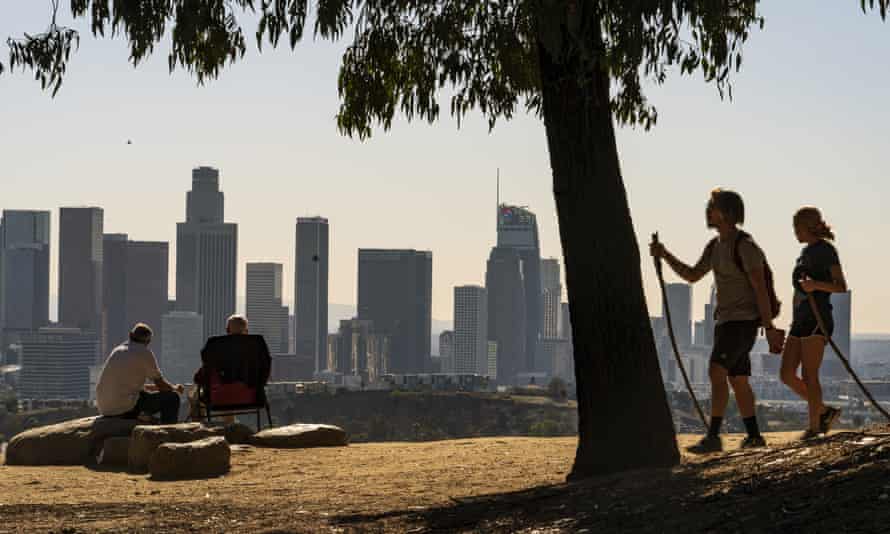 The Los Angeles skyline. California is among the seven states losing a seat in the House. 