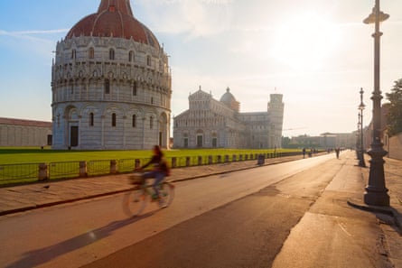 A cyclist in Pisa